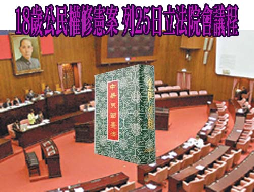 18歲公民權修憲案 列25日立法院會議程