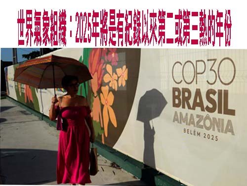 世界氣象組織：2025年將是有紀錄以來第二或第三熱的年份