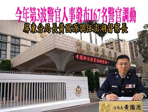 今年第3波警官人事發布 66縣市分局長、167名警官調動